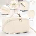 thumbnail image 6 of Gynky Large Travel Makeup Bag for Women - Waterproof Cosmetic Bag, Flat Open Toiletry Bag with Ample Space for Skincare, Brushes & Travel Essentials, Portable Design（White）, 6 of 7