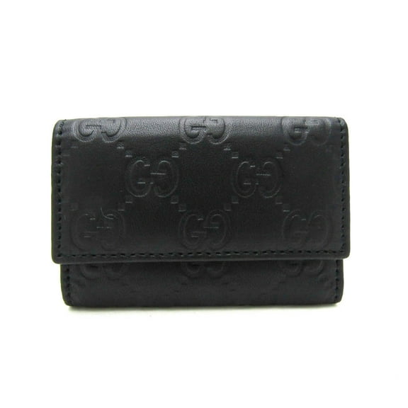 Pre-Owned Gucci Guccissima 138093 Women,Men Leather Key Case Black (Good)