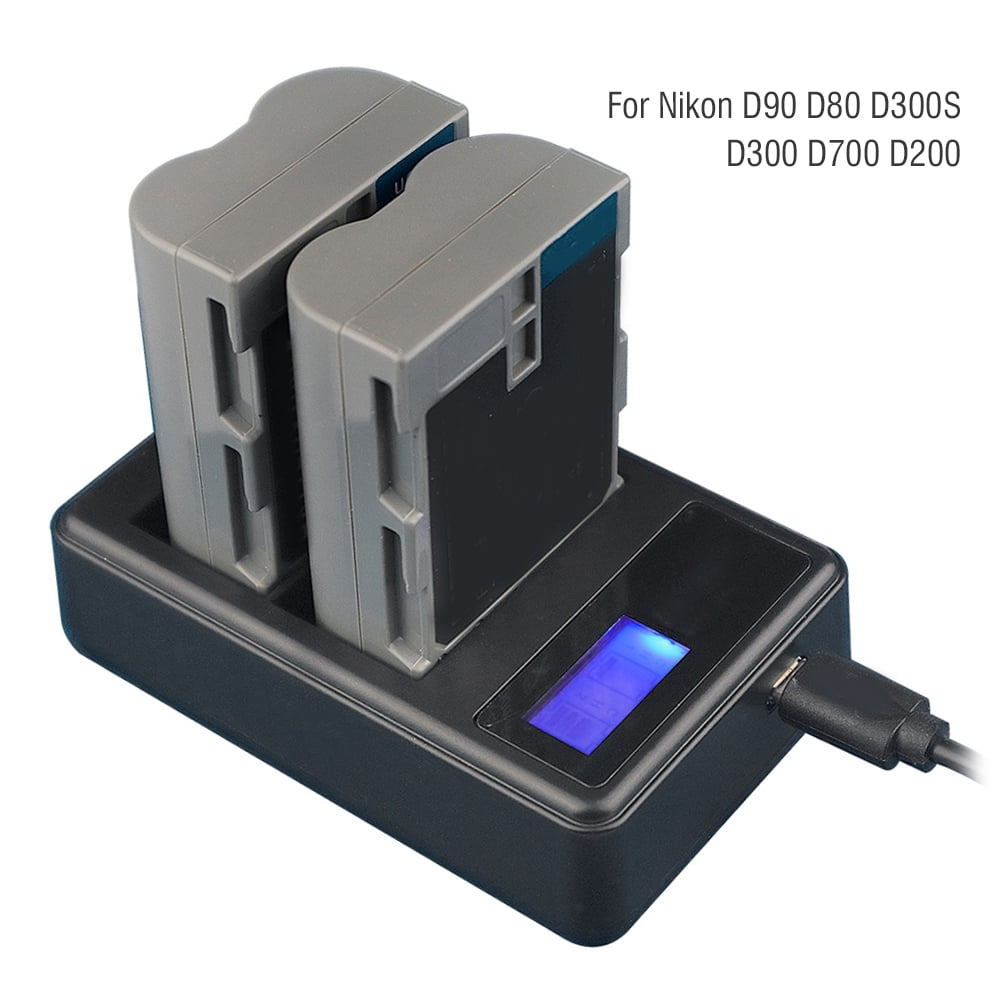 LAFGUR EN-EL3E Double Slot Écran LCD Chargeur de Batterie Portable
