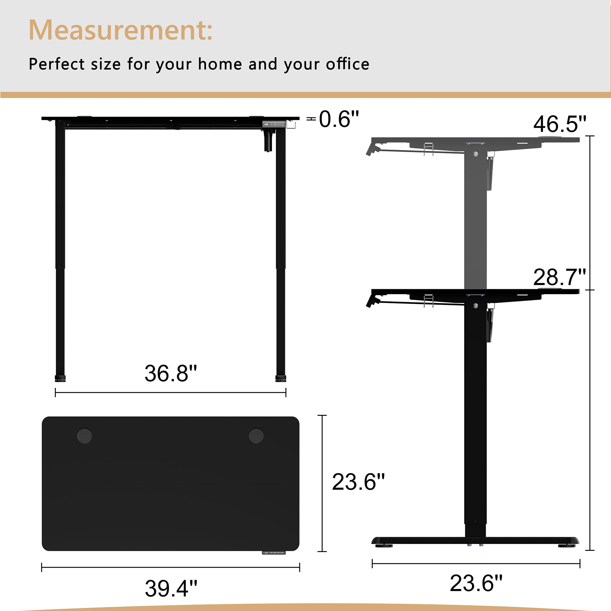 Walsunny Electric Standing Desk, Height Adjustable Desk 40" x 24" Ergonomic Stand Up Desk with Electric Lift & Memory Preset for Home Office, Black