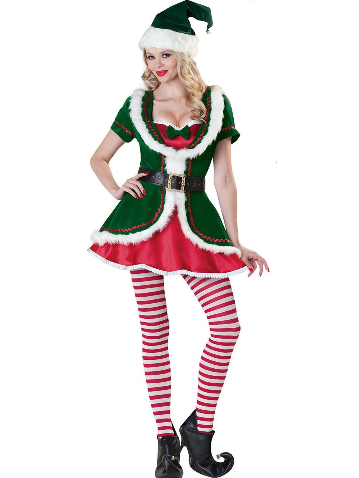 Mens Xmas Christmas Elf Pixie Fancy Dress Costume Outfit Nativity Play 