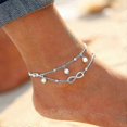 thumbnail image 4 of Boho Double Anklet Silver Bead Anklet Bracelet Beads Chain Forever Foot Jewelry for Women and Girls-Qhzl, 4 of 5