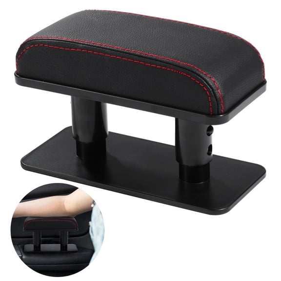 Universal Car Armrest Pad Center Console Cushion Ergonomic Elbow Support Extender for Driving Fatigue Relief Easy Install PU Leather Black Auto Accessories