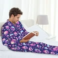 thumbnail image 6 of Disketp Skull rainbow color Mens Pajama Set, Soft Warm Long Sleeve Sleepwear, Cozy Button-Down Pjs for Men-, 6 of 7