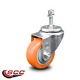 thumbnail image 2 of 3 Inch SS Orange Polyurethane Wheel Swivel 3/8 Inch Threaded Stem Caster SCC, 2 of 2