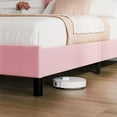 thumbnail image 2 of Memoryfield Queen Size Upholstered Bed Frame, Adjustable Velvet Headboard, Platform Bed with Wooden Slats, No Box Spring Needed, Pink, 2 of 6