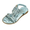 thumbnail image 2 of LYHaoo Girls Sandals Girl Princess Sandals Rhinestone Slingback Sandals Sandals Elastic Ankle Strap Casual Bohemian Beach Shoes Sizes 12.5 Little Kid(7-8 Years), 2 of 7