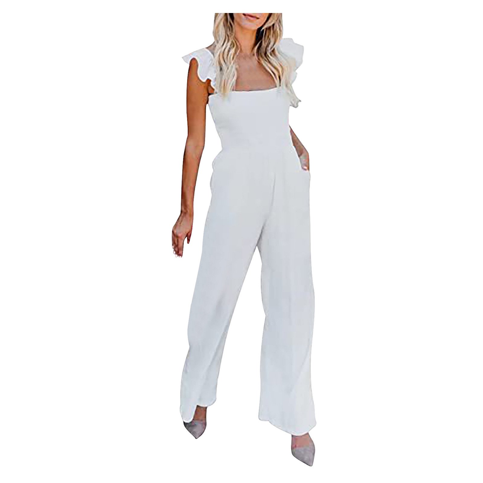 Aueoeo Festival Outfits for Women, Women's Casual Spaghetti Strap One Piece  Jumpsuits Solid Color Comfortable Baggy Overalls Wide Leg Pants Rompers -  Walmart.com