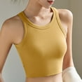 thumbnail image 2 of Jinhomg Crop Tank Top with Built in Bra for Women Causal Sleeveless Camisole Basic Solid Layer Shelf Bra Ladies Summer Outfit Yellow M, 2 of 7