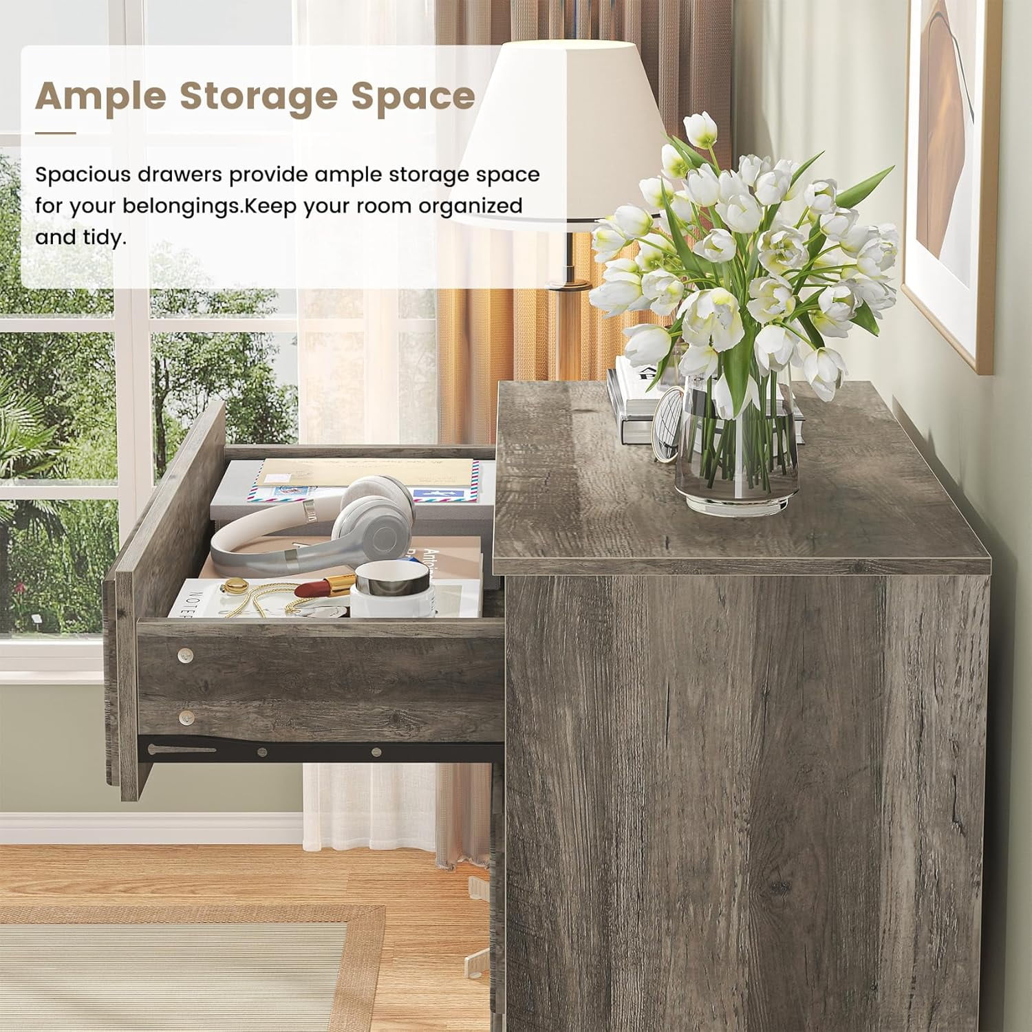 Frmobepts 6 Drawer Dresser Chest Tall Drawers Wood Cabinet for Bedroom, Gray Wash