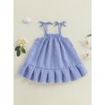 thumbnail image 6 of BemeyourBBs Toddler Baby Girls Baseball Dress Little Baby Girl Summer Dress 6 12 18 24 Months 2 3 4 Years Cute Baseball Embroidery Striped Print Sleeveless Tie up Strap Casual A-Line Dress, 6 of 9