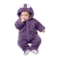 thumbnail image 2 of Mgmyaa Baby Fleece Romper Hooded Jumpsuit With Bear Ears Warm Winter Outfit For Infant Boys Girls 0-12 Months, 2 of 9
