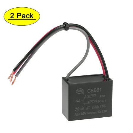 

Uxcell 1.5/3uF 350V AC 3 Wires CBB61 Ceiling Fan Capacitors 2 Pack