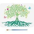 thumbnail image 1 of Plantilla para dibujar un mandala de árbol con pincel (11,7 x 8,3 pulgadas). Plantilla para pintar el Árbol de la Vida con flores, mariposas y otros elementos decorativos., 1 of 9
