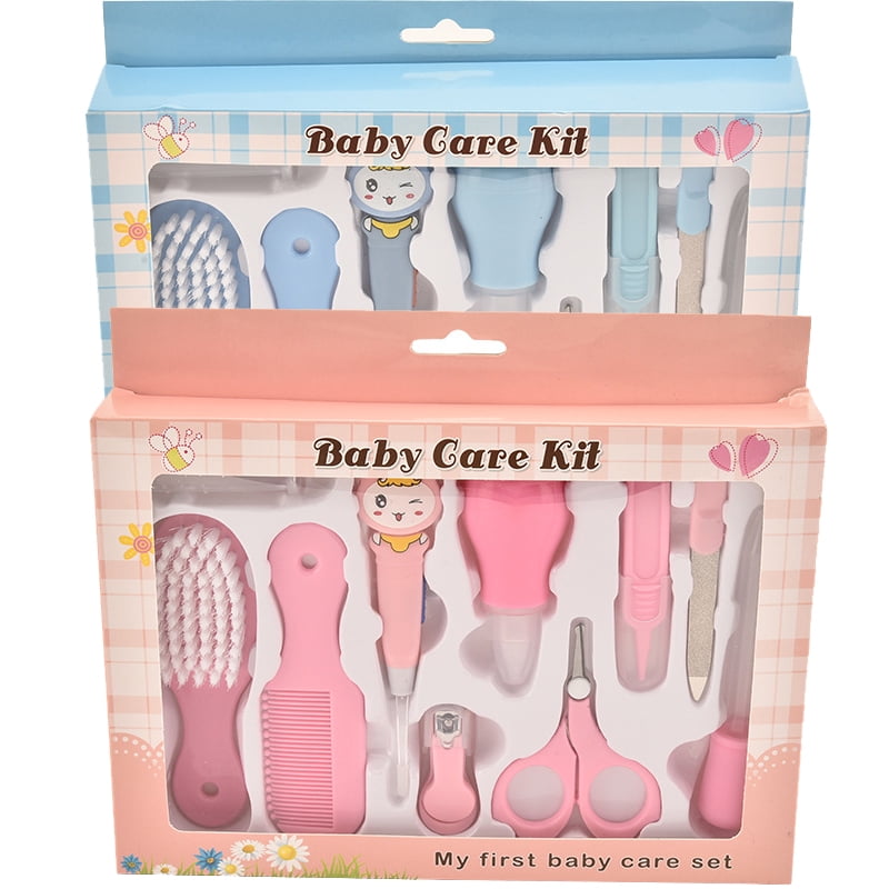 LNKOO 10pcs Daily Infant Kids Care Kit,Baby Grooming Health Hair Care Products Kits Newborn Gift Box Nail Clipper Set Brush Scissors Comb etc,Baby Nail Scissors, Nail Clipper(Random color)