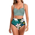thumbnail image 1 of MKLEKYY Plus Size Bikini Women High Waisted Bikini trendy Push Up Two Piece Swimsuits Vintage Swimsuit Two Piece Retro Ruched High Waist Print Bikini Set, 1 of 3