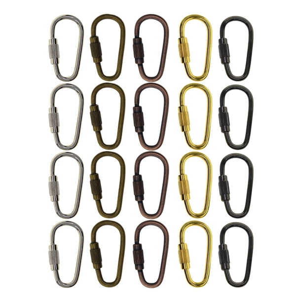 20 piezas Mini llavero mosquetón broche ganchos a ligero DIY llavero Clip gancho 1,1 pulgadas D mosquetones hebilla de bloqueo de