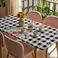 thumbnail image 3 of Bunny Easter Table Cloths for 5 Foot Rectangle Tables, Black Plaid Spring Floral Pastoral Retro Art Patio Waterproof Elastic Fitted Tablecloths, Washable Rectangular Table Cover for Camping, 3 of 8