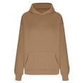 thumbnail image 5 of Plus Size Women’s Fashion Hoodie Long Sleeve Pullover Sweatshirt Casual Solid Color Oversized Hooded Top with Front Pocket Daily Outfits Camel, 5 of 5
