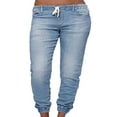 thumbnail image 4 of Pantalon en Denim Crayon Taille Élastique pour Femmes, 4 of 4