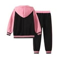 thumbnail image 2 of Fdqin Girls' Clothing sets 2Pcs Letter Print Hoodie and Pants Set Girls Sweatsuit for Fall Winter Spring Kids Outfit Black 9-10 Years, 2 of 6