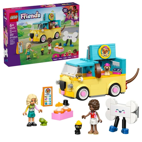LEGO Friends Pet Accessories Van Building Toy for Girls & Boys - Pretend Play Set for Kids, Ages 6  - W/Nova & Aliya Minidolls, 3 Pet Figures, & Accessories - Gift Idea for Birthdays - 42678