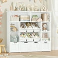 thumbnail image 4 of Hiphuta Large 4 Tier Kids Bookcase, Wood Toy Organizer of 6 Boxes & 4 Removable Drawers, Bookshelf for Kids Room Classroom, White, 4 of 7