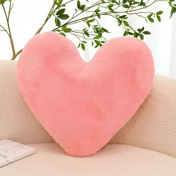 Czzoypi Heart Shaped Cushion, Soft Faux Fur Throw Pillow for Sofa Bed, Heart Pillows for Home Decor Car Office Gift Valentine Christmas, Pink