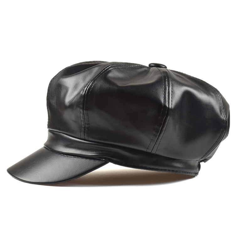 8 Panel PU Leather Newsboy Cap for Women - Classic Painter  display picture 2