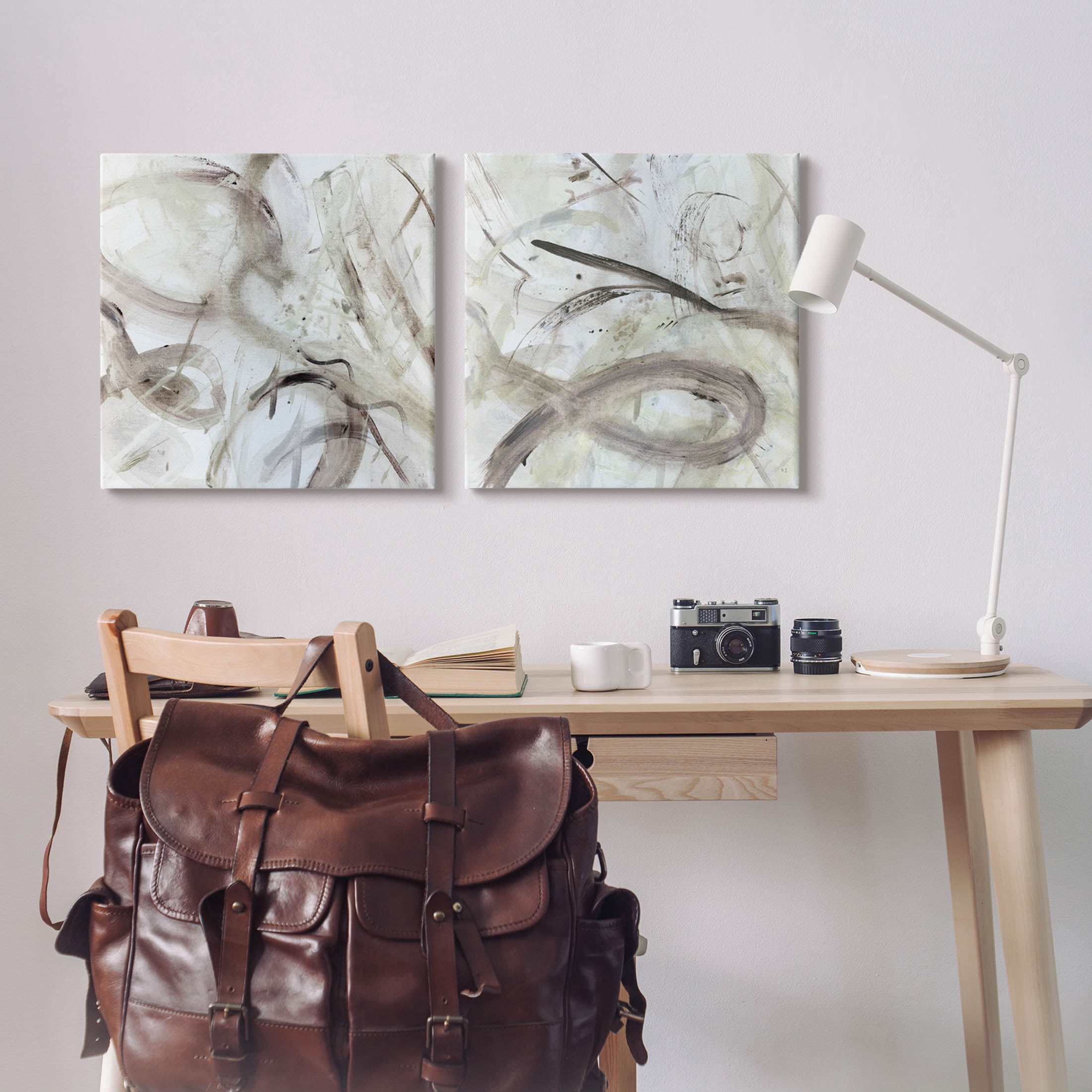 Stupell Industries Modern Neutral Tones Abstract Painting Gallery Wrapped Canvas Print Wall Art, Set of 2, Design by Susan Jill