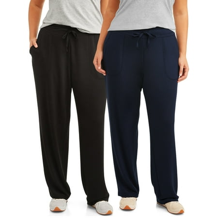 Athletic Works Women's Plus Size Relaxed Fit French Terry Sweatpant, 2-Pack Bundle