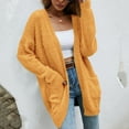 thumbnail image 5 of Virmaxy Women's Fuzzy Fleece Open Front Long Cardigan Sweater Solid Shawl Neck Long Sleeve Coat with Pocket Trendy Faux Fur Fall Winter Winter Plush Outwear Sweater Yellow XS, 5 of 8