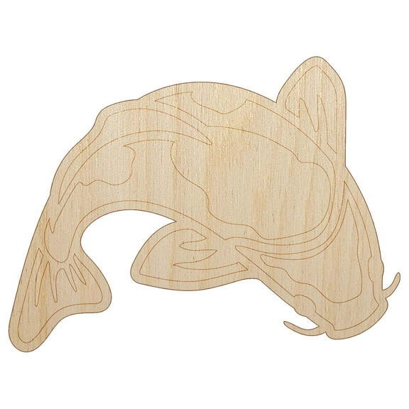 Spotted Koi Fish Wood Shape Unfinished Piece Cutout Craft DIY Projects - 4.70 Inch Size - 1/8 Inch Thick