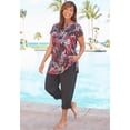 thumbnail image 2 of Swim 365 Women's Plus Size Longer-Length Notch-Neck Short-Sleeve Swim Tunic, 2 of 6