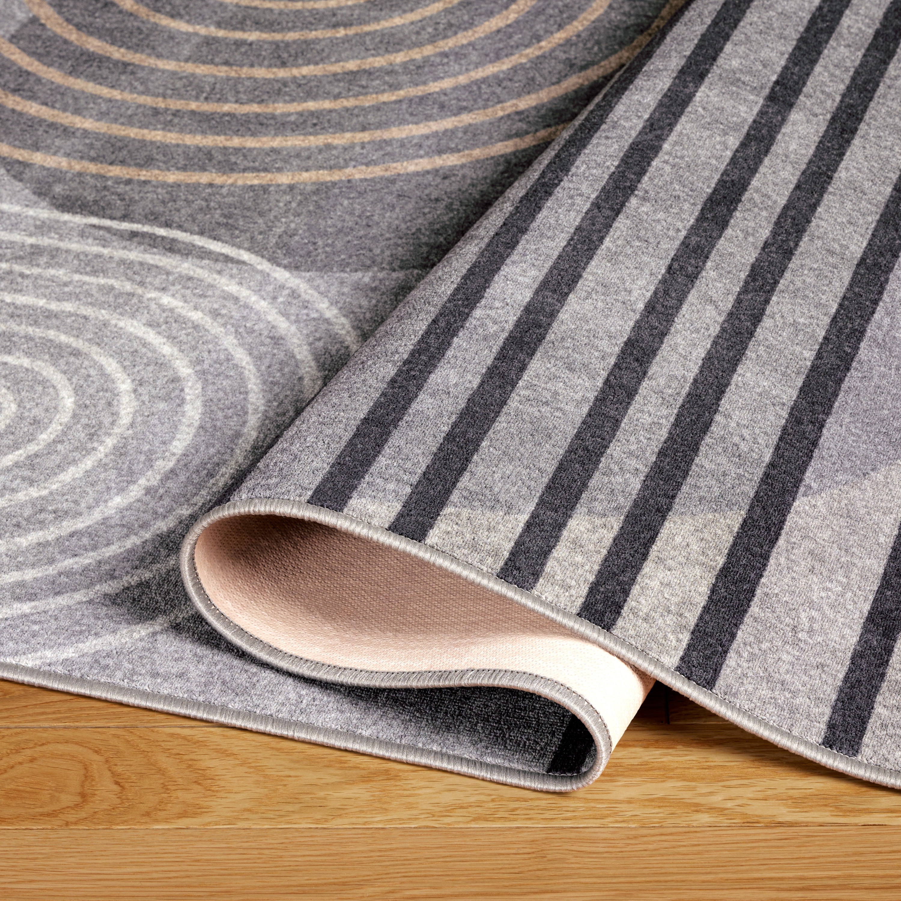 TOWN & COUNTRY EVERYDAY Avani Retro Arch Everwash® Washable Area Rug with Non-Slip Backing, Pet Friendly Rug, Grey/Blue, 5'2"x7'2"