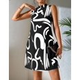 thumbnail image 5 of Mawalde Sleeveless Dress for Women Trendy Mock Neck Mini Dress Geometric Print Graphic Tank Dress Casual Loose Fit Sundress Black S, 5 of 7