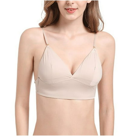 

Bigersell Full-Coverage Wireless Bra No Underwire Bra Thin Ice Silk Comfortable Underwear Women Tall Size Wireless Bra for Everyday Style 7374 Khaki 38B