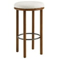 thumbnail image 3 of Counter Stool Chair, Set of 2, Ivory White Walnut, Fabric, Wood, Bar Pub Cafe Bistro Dining Kitchen Hospitality Restaurant, Modern Contemporary HB36725, 3 of 8