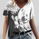 thumbnail image 1 of Fiudx Ofertas Flash Del Día Moda Mujer Casual Cuello En V Blusa Sólida Manga Corta Camiseta Verano Tops, 1 of 3