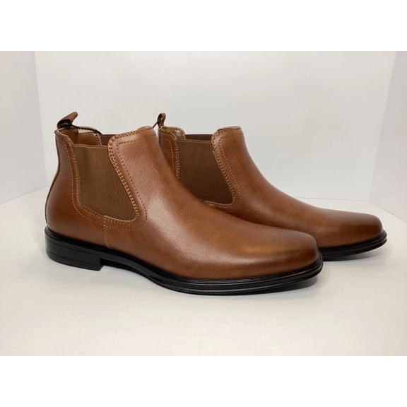 Perry Ellis Men's Chelsea Boots Leather Brown Square Toe Size 12