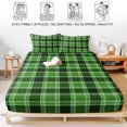 thumbnail image 5 of Twin XL Size Fitted Sheet Set - Green Checkered 2 Piece Bedding Sets 16" Deep Pocket Fitted Sheet with 1 Pillowcases, Modern Farmhouse Green Buffalo Plaid Brushed Microfiber Hotel Luxury Bed Sheets, 5 of 9