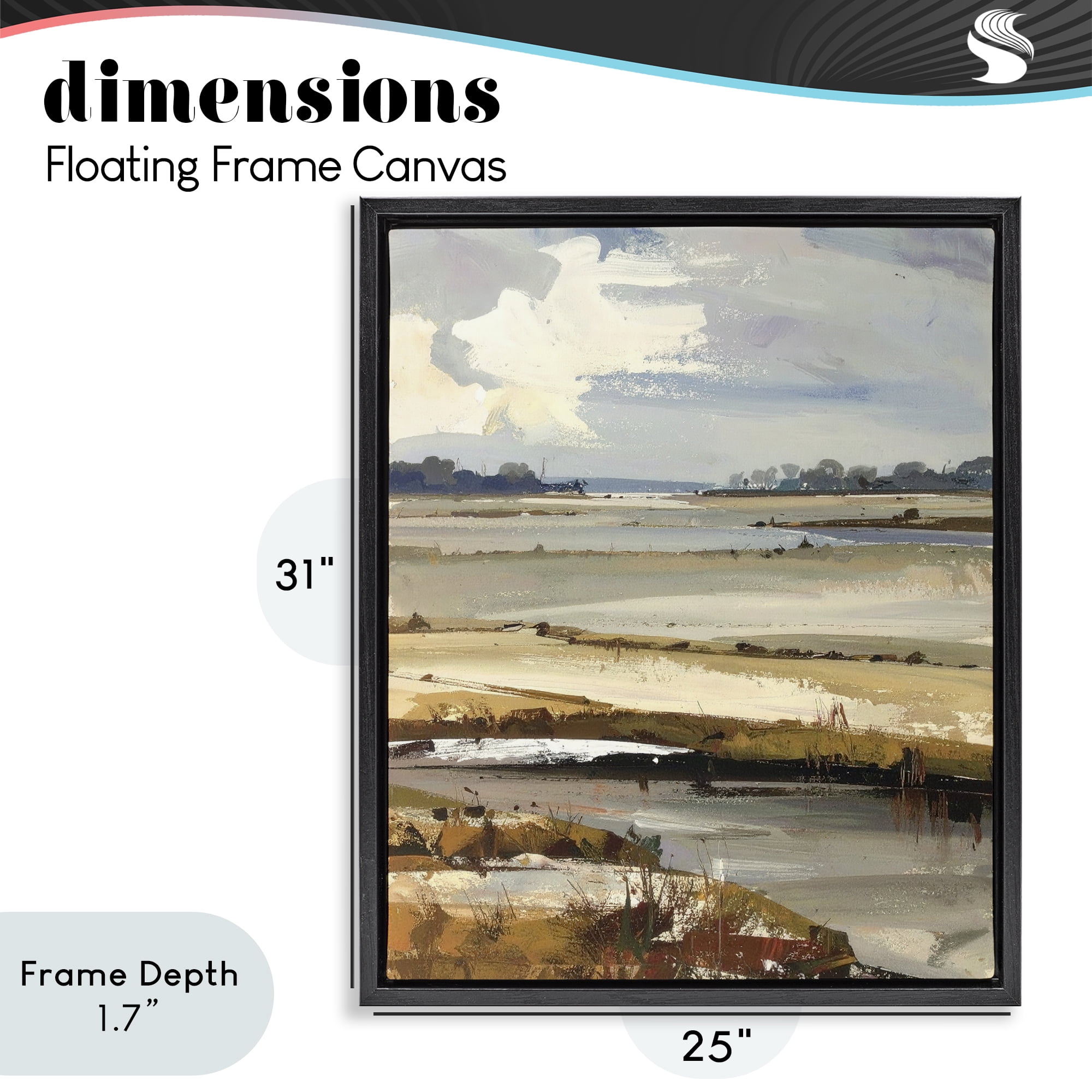 Stupell Industries Earthy Distant Horizon Black Framed Floater Canvas Wall Art, design by Alonza Saunders