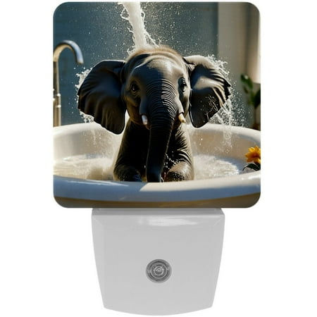 

Night Light Night Lights Plug into Wall Dusk to Dawn Sensor White Led Night Light 2 Pack Nightlight for Bedroom Bathroom Hallway Kitchen Art Cartoon Animal Elephant Cute
