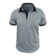 thumbnail image 6 of Domzest Mens Contrast Collar Polo Shirt Short Sleeve Button Up Golf Top with Placket Chest Pocket Light Gray 2XL, 6 of 7