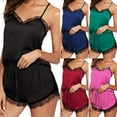 thumbnail image 6 of RYDCOT Women Sleepwear Sleeveless Strap Nightwear Lace Trim Satin Cami Top Pajama Sets, 6 of 6