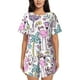 thumbnail image 1 of Balery Summer with Flamingo Conjunto de Pijama para Mujer con Estampado, Dos Piezas de Manga Corta y Shorts, Ropa de Dormir Suave con Cuello Redondo y Bolsillos-X-Large, 1 of 6
