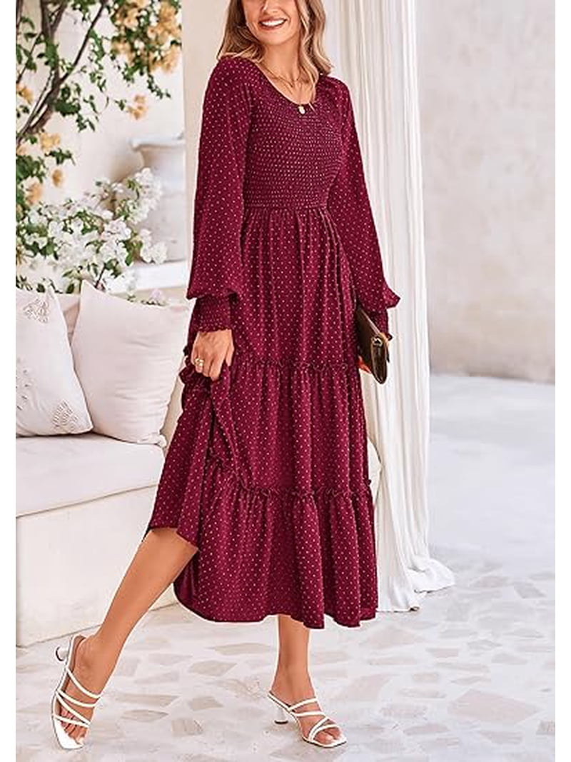 long flowy spring dresses PRETTYGARDEN Spring Dresses for Women 2026 Casual Long Sleeve Smocked Ruffle Flowy Elegant Wedding Guest Maxi Dress Pockets (Black,Small) at Amazon Women's Clothing store