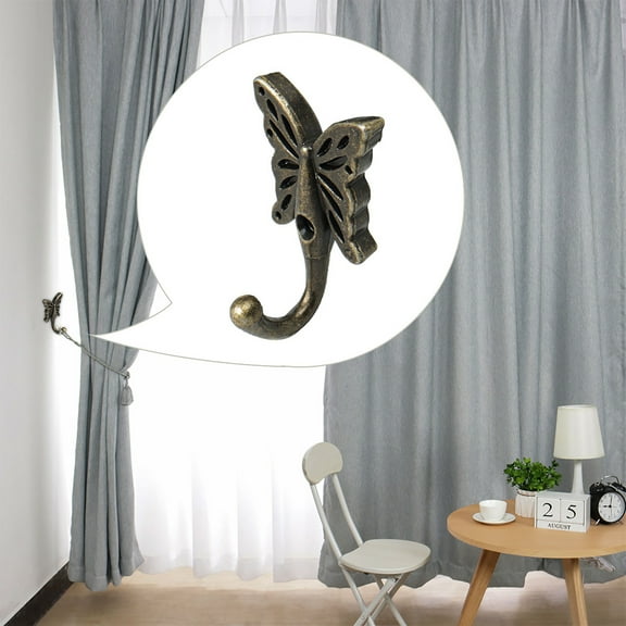 6pcs Robe Hooks Zinc Alloy Curtain Wall Mounted DIY Coat Cloth Hanger with Screws Bronze Tone