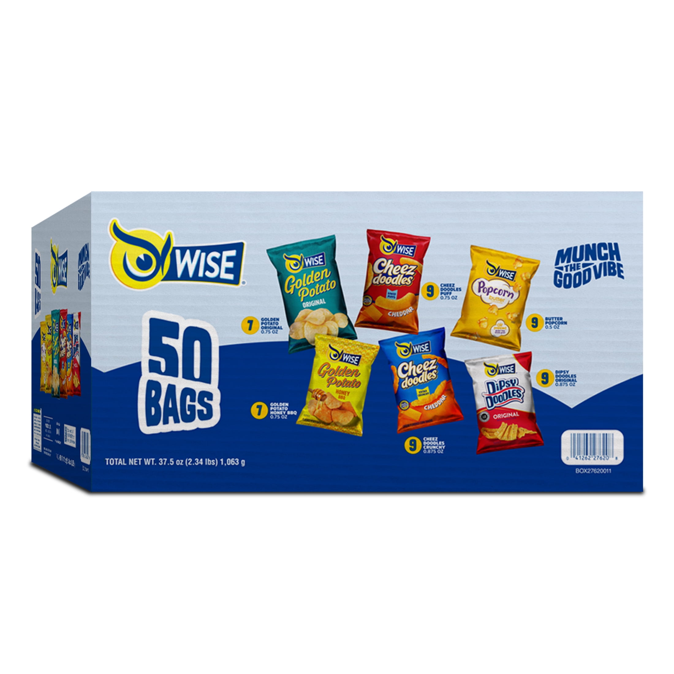 Wise Grab & Snack Variety Packs, Assorted Salty Snacks, 37.5 oz., 50 Count