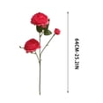 thumbnail image 3 of 7 Bundles 3-Heads Faux Silk Peony Flowers Realistic Fake Floral Stems Home Wedding Table Centerpiece Vase Decor,Hot Pink, 3 of 6